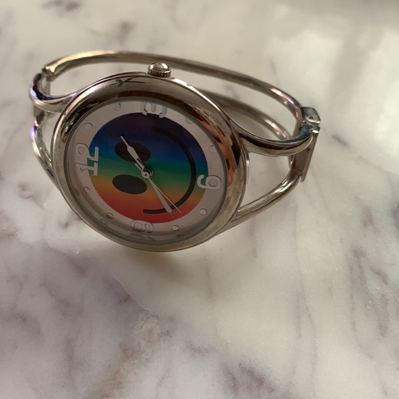Colorful Smiley Face Watch with Silver Cuff - Picture 5 of 8